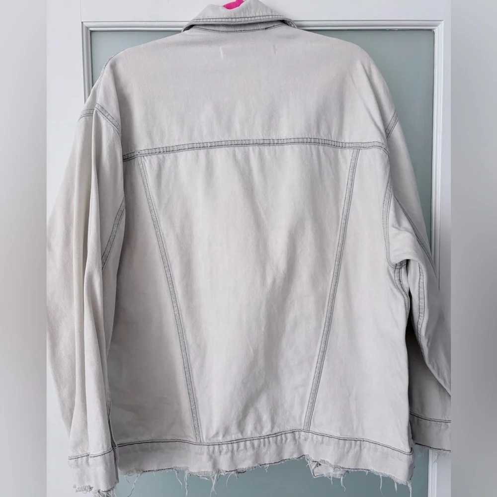 IRO Noumia Oversized Jacket Light Gray | Designer Denim Moto Jacket | Size 38 - Picture 6 of 6